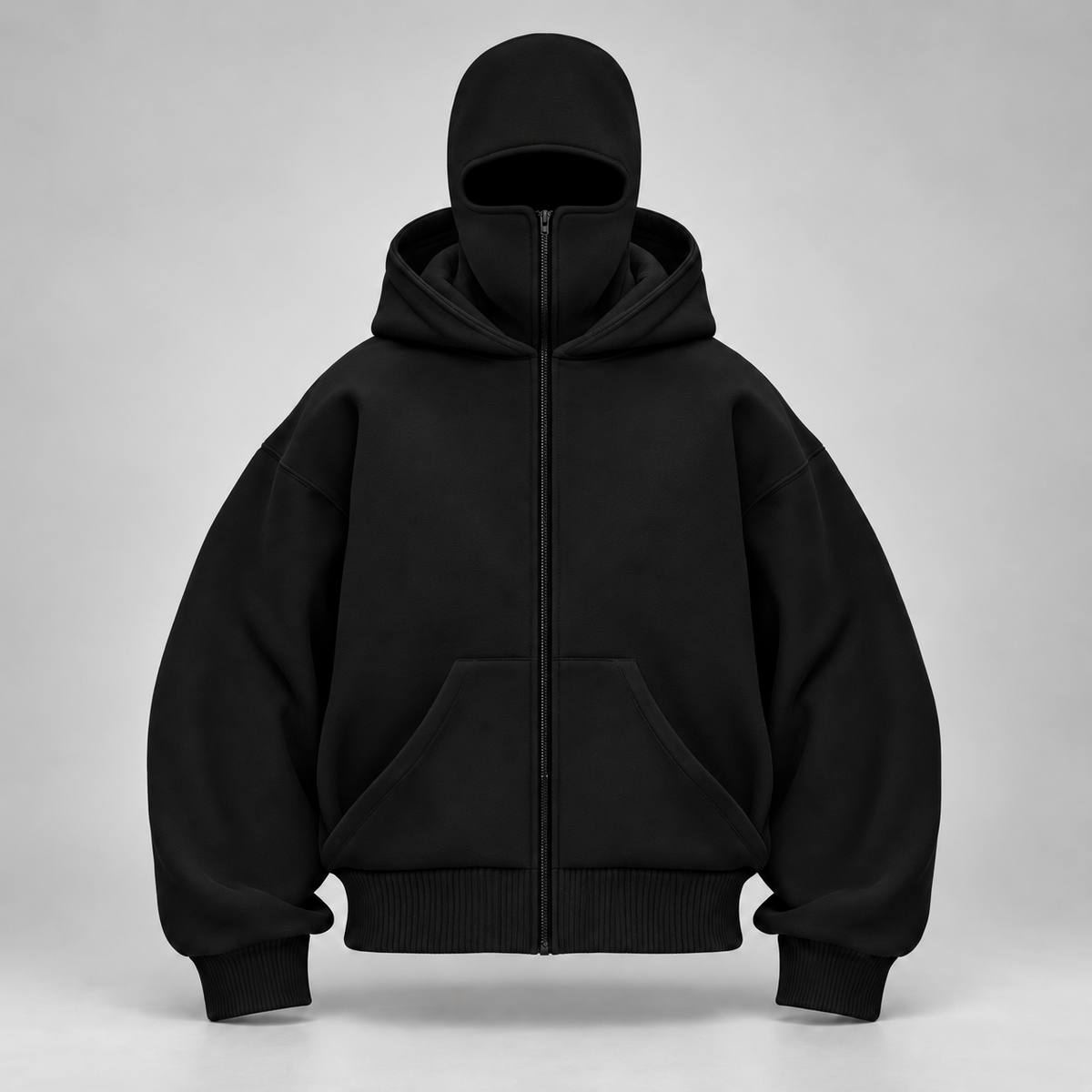 HOODAVO Balaclava Zip Hoodie in black – front product view